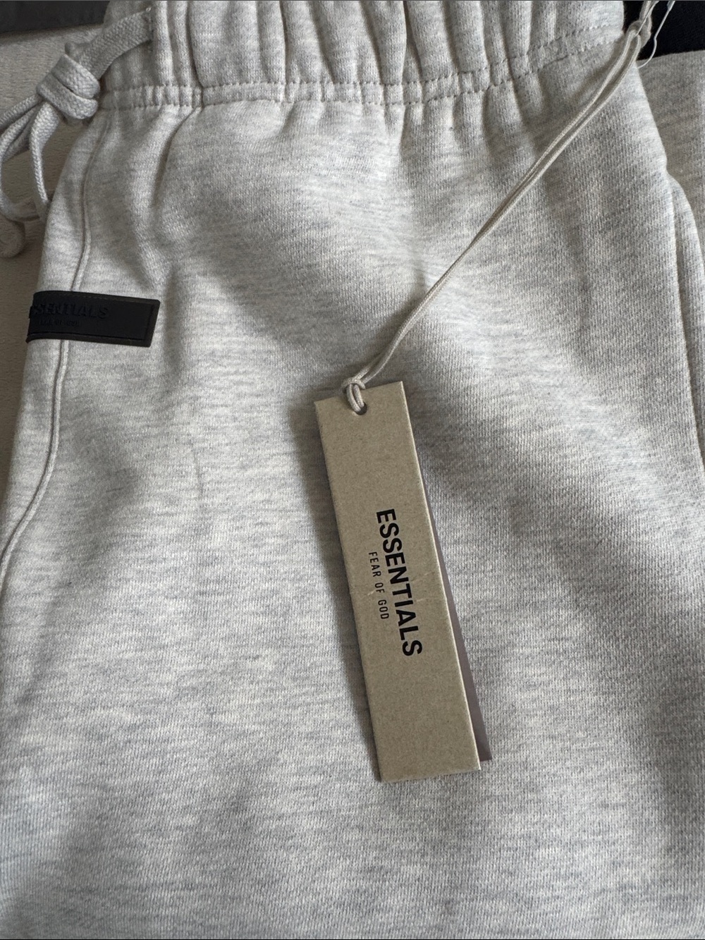 Essentials Heather Light Grey Logo Drawstring Sweatpants - Picture 7 of 7